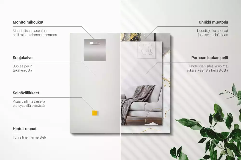 Lustro dekoracyjne prostokątne z motywem abstrakcyjnej złotej sztuki