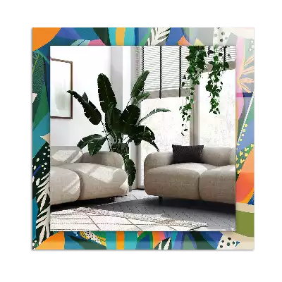 Lustro prostokątne z nadrukiem w motywie kolorowych abstrakcyjnych kwiatów