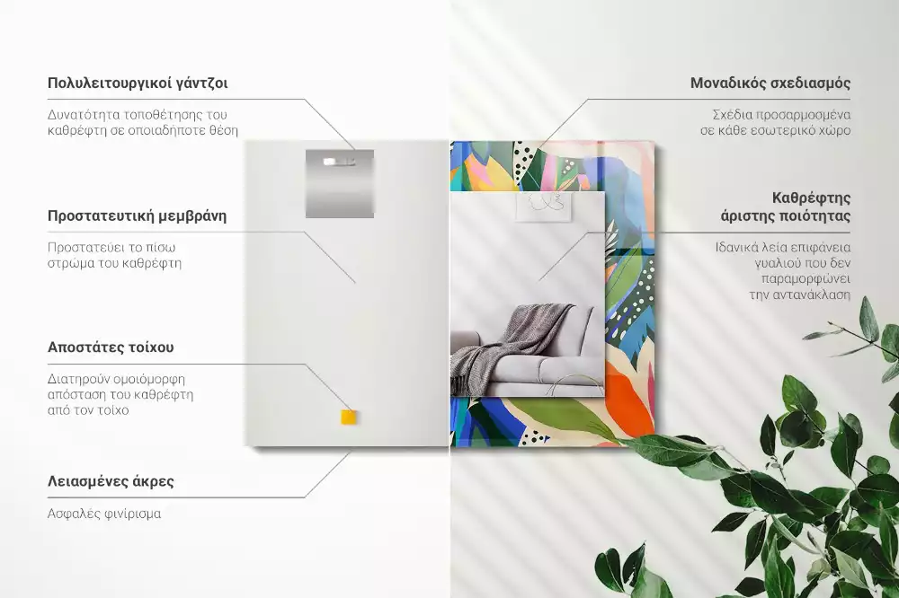 Lustro prostokątne z nadrukiem w motywie kolorowych abstrakcyjnych kwiatów