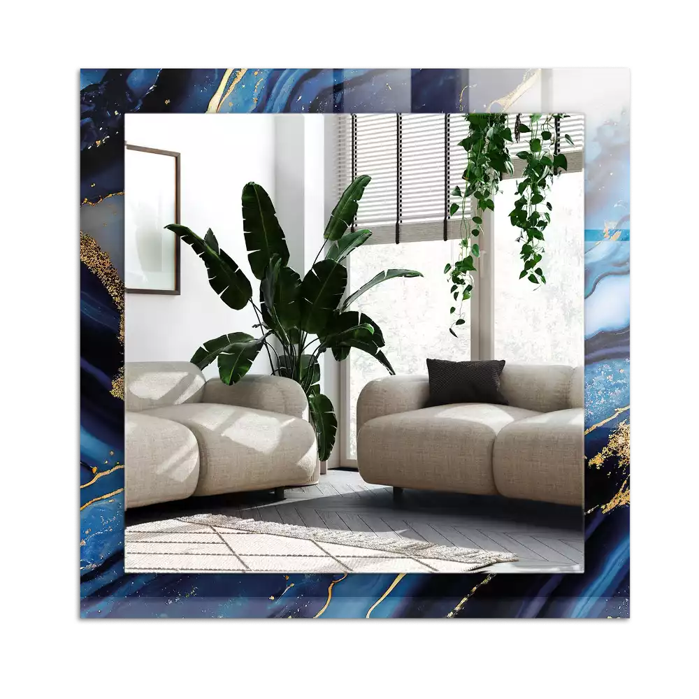 Lustro dekoracyjne z nadrukiem przedstawiającym abstrakcyjny motyw marmuru