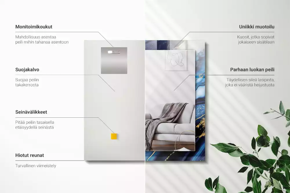 Lustro dekoracyjne z nadrukiem przedstawiającym abstrakcyjny motyw marmuru