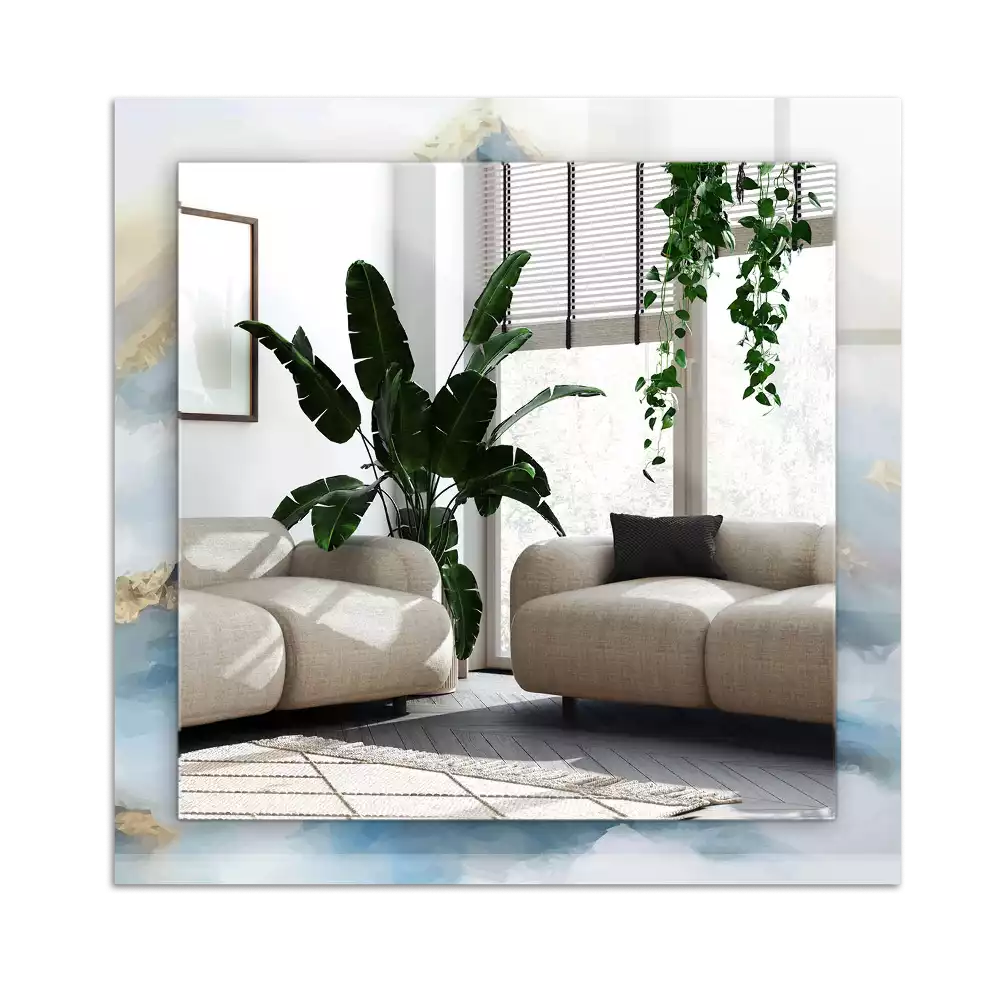 Lustro dekoracyjne prostokątne z motywem gór we mgle