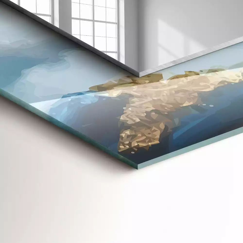 Lustro dekoracyjne prostokątne z motywem gór we mgle