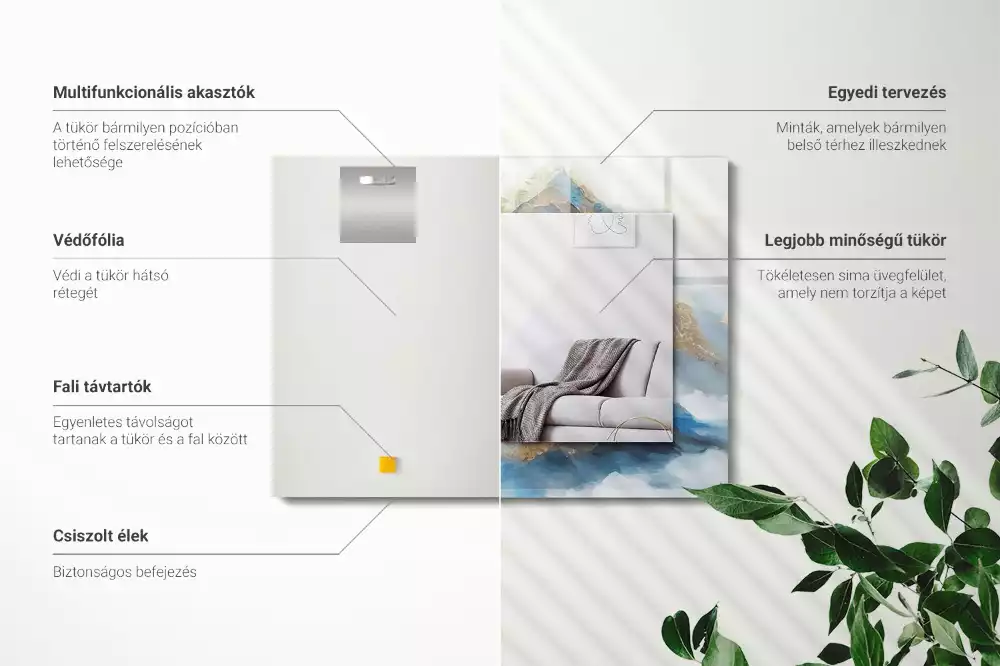 Lustro dekoracyjne prostokątne z motywem gór we mgle