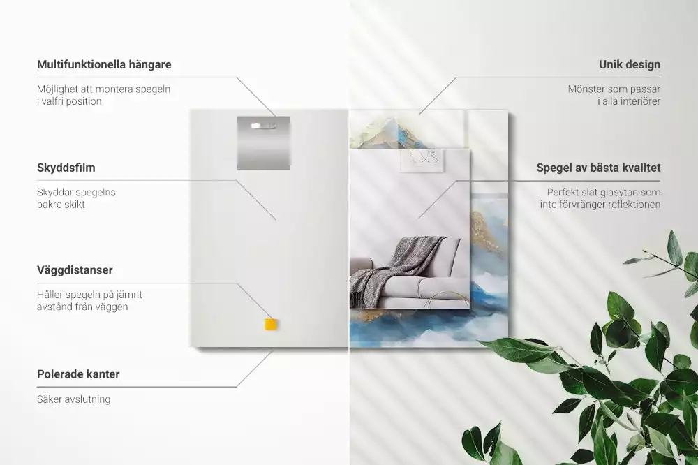 Lustro dekoracyjne prostokątne z motywem gór we mgle