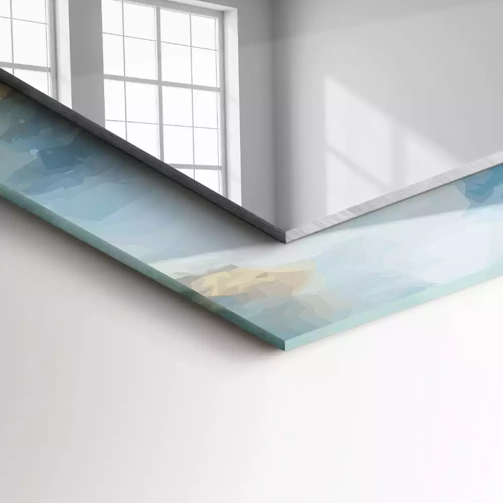 Lustro dekoracyjne prostokątne z motywem gór we mgle