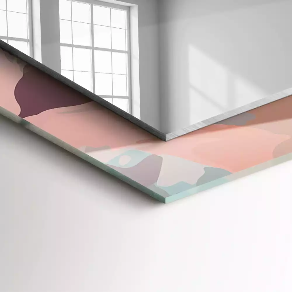 Lustro dekoracyjne z nadrukiem z pastelowym motywem kwiatów i liści, w formacie prostokątnym