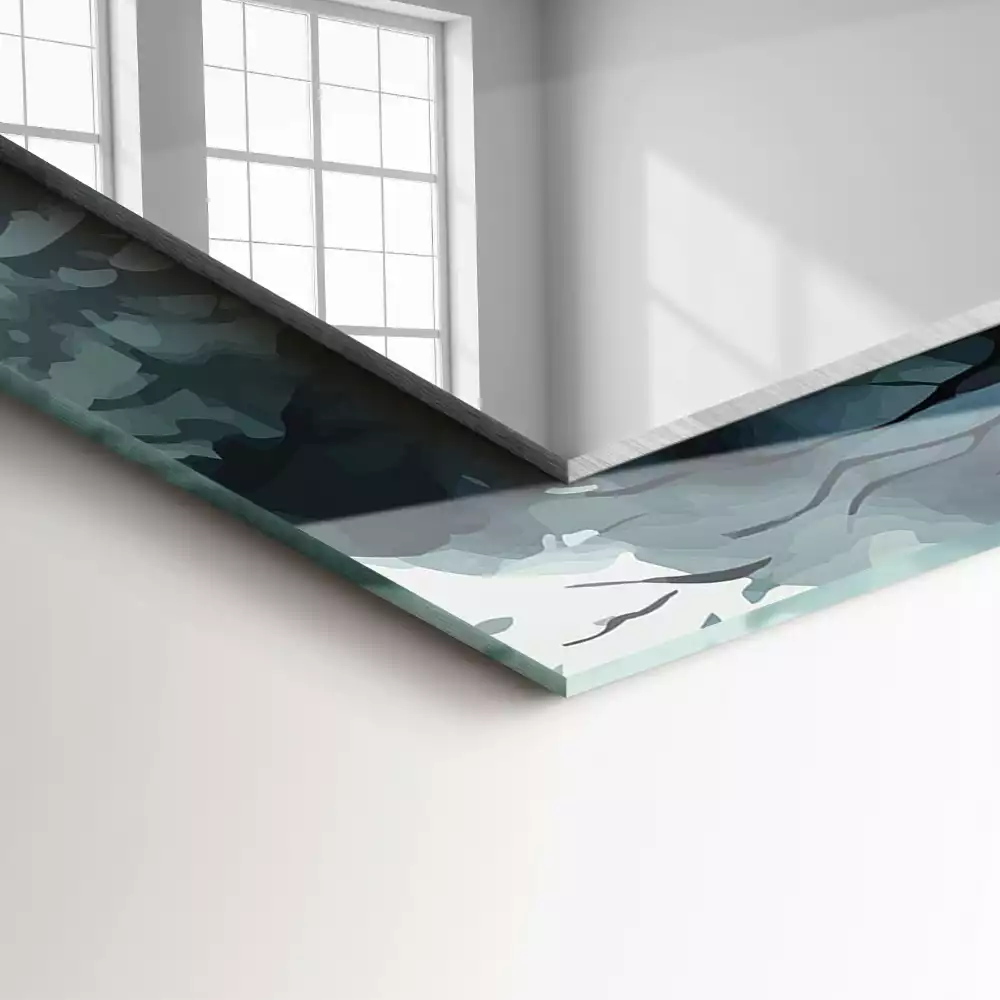 Lustro dekoracyjne prostokątne z motywem lasu we mgle