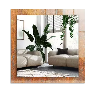 Lustro z nadrukiem dekoracyjne prostokątne Rdza metalowa powierzchnia