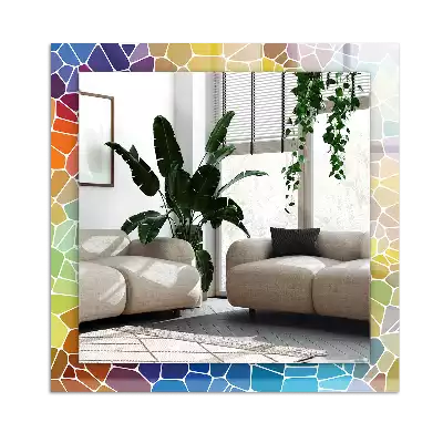 Lustro prostokątne z nadrukiem w motyw kolorowej abstrakcyjnej mozaiki