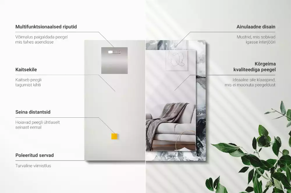 Lustro dekoracyjne prostokątne z nadrukiem przedstawiającym abstrakcyjną kompozycję malarską