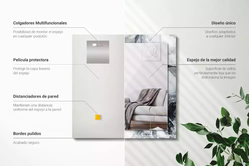 Lustro dekoracyjne prostokątne z nadrukiem przedstawiającym abstrakcyjną kompozycję malarską