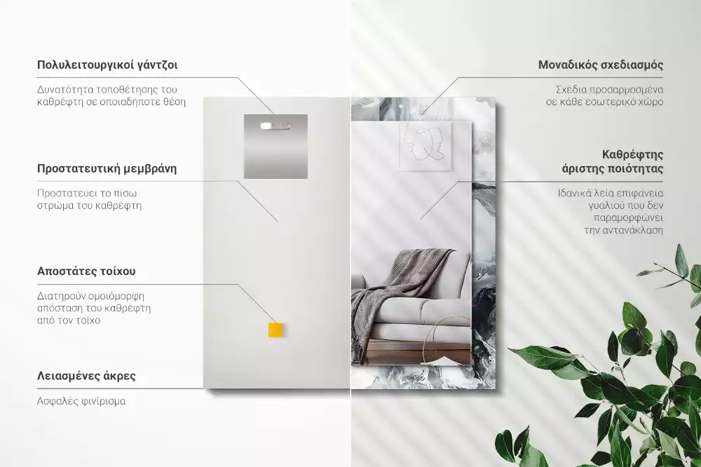 Lustro dekoracyjne prostokątne z nadrukiem przedstawiającym abstrakcyjną kompozycję malarską