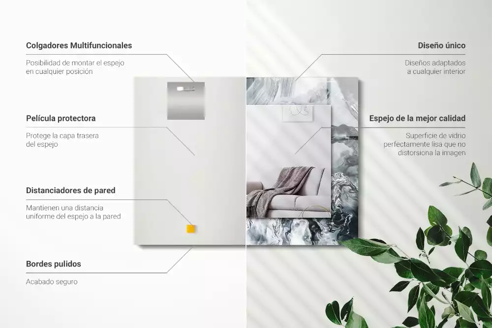 Lustro dekoracyjne prostokątne z nadrukiem przedstawiającym abstrakcyjną kompozycję malarską