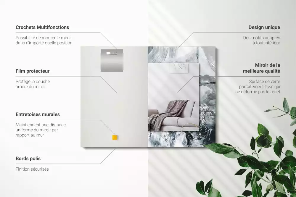 Lustro dekoracyjne prostokątne z nadrukiem przedstawiającym abstrakcyjną kompozycję malarską