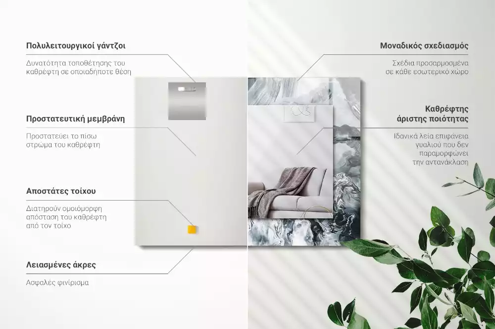 Lustro dekoracyjne prostokątne z nadrukiem przedstawiającym abstrakcyjną kompozycję malarską