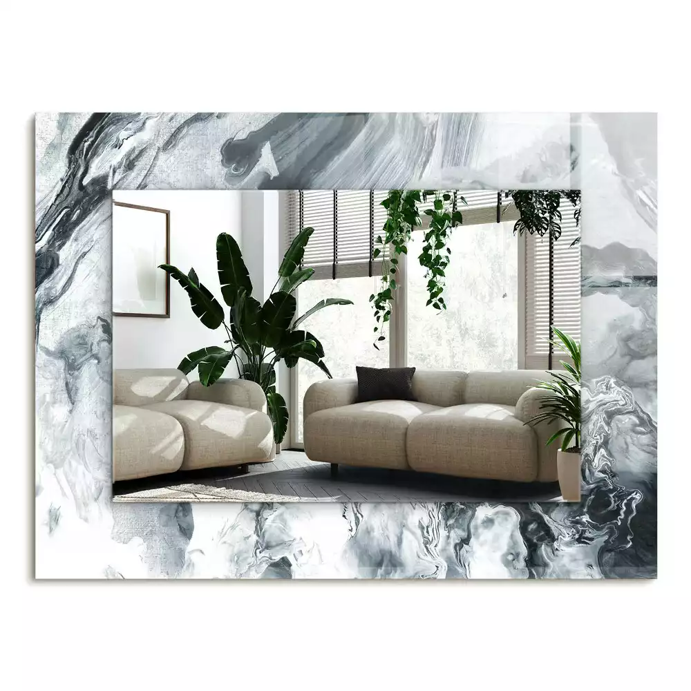 Lustro dekoracyjne prostokątne z nadrukiem przedstawiającym abstrakcyjną kompozycję malarską