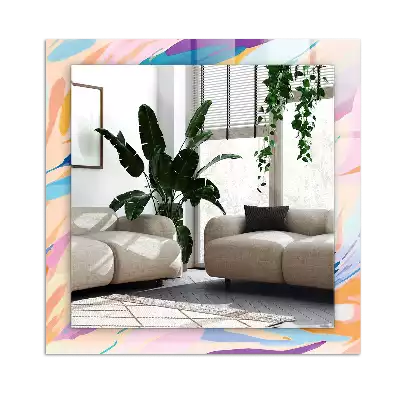 Lustro dekoracyjne prostokątne z abstrakcyjnym, kolorowym motywem pociągnięć