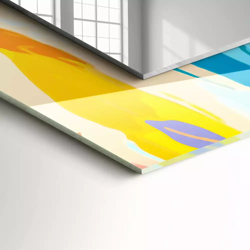 Lustro dekoracyjne prostokątne z abstrakcyjnym, kolorowym motywem pociągnięć