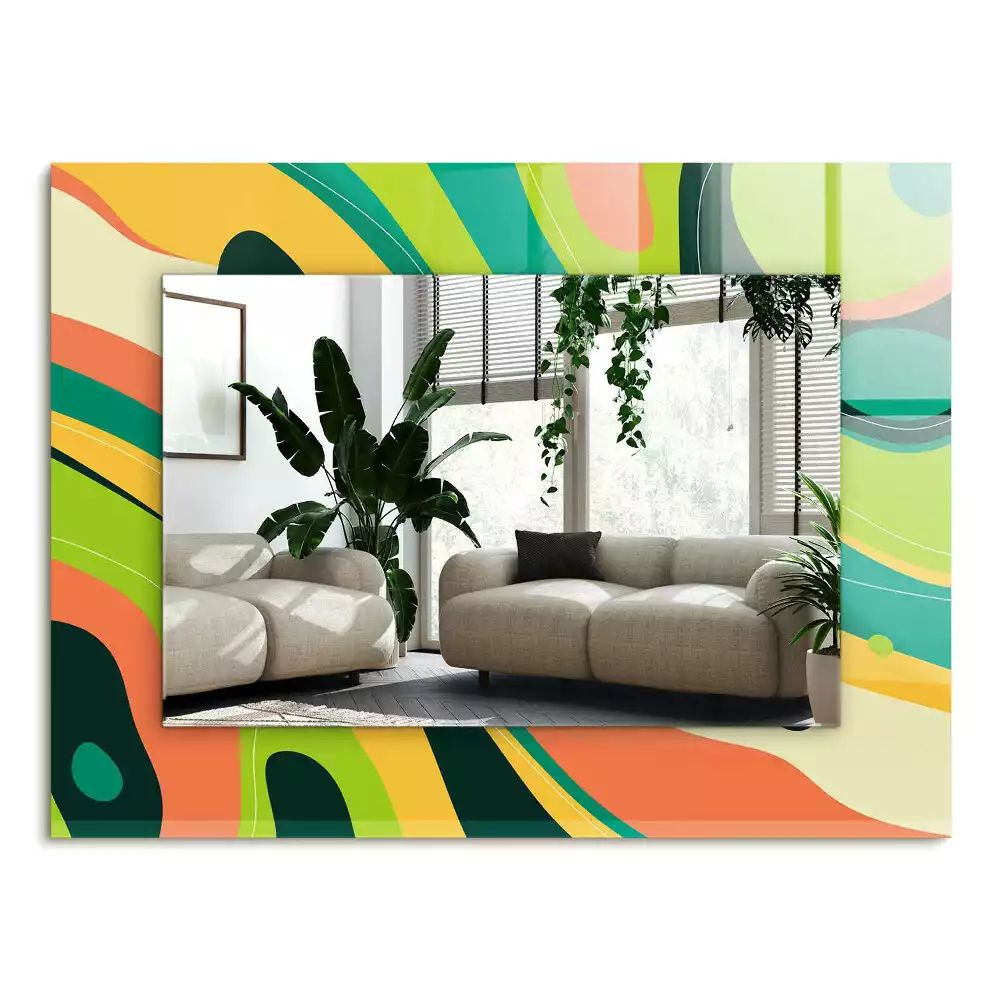 Lustro z nadrukiem o abstrakcyjnych, kolorowych wzorach