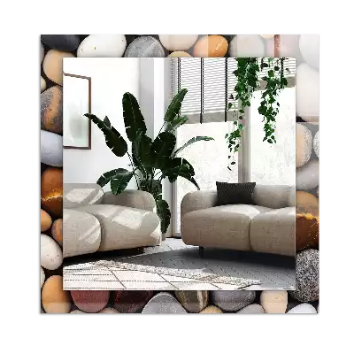 Lustro dekoracyjne prostokątne z kolorowymi gładkimi kamieniami