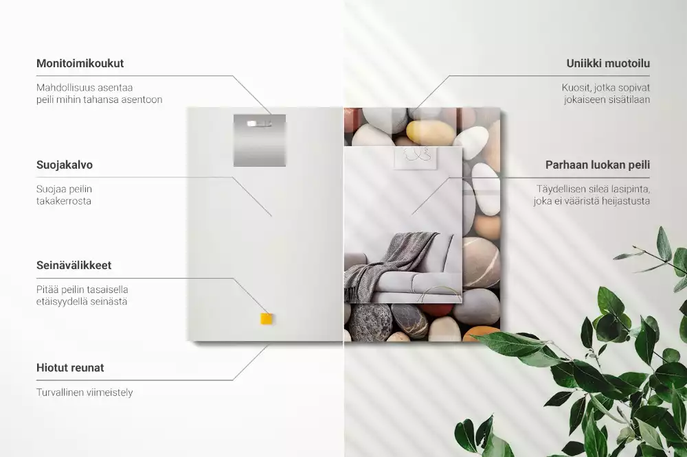 Lustro dekoracyjne prostokątne z kolorowymi gładkimi kamieniami