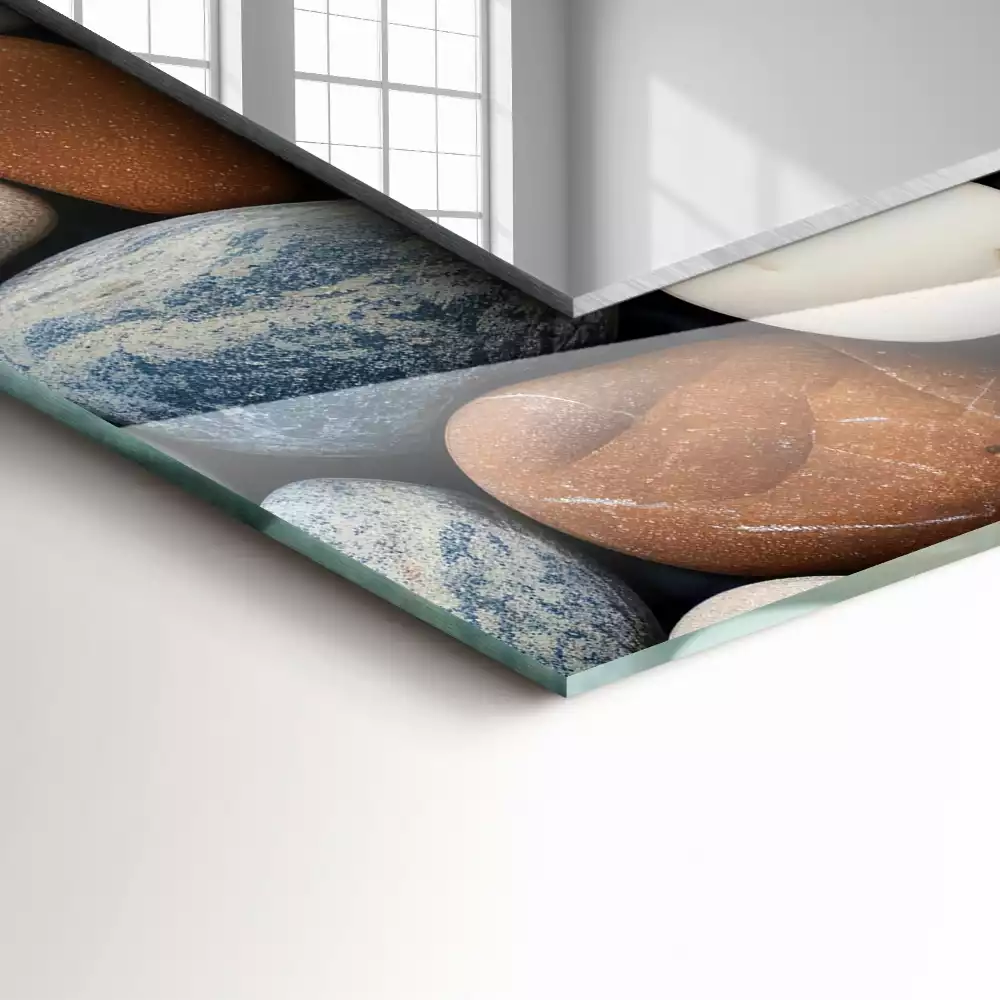 Lustro prostokątne z nadrukiem w kolorowe gładkie kamienie