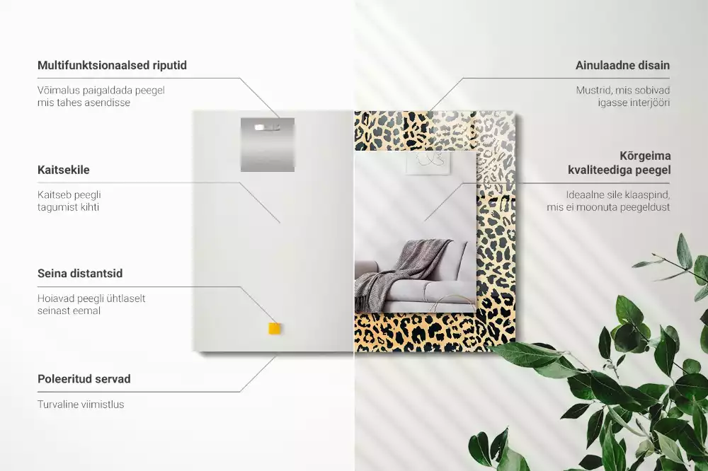 Lustro dekoracyjne prostokątne z nadrukiem w motyw pantery