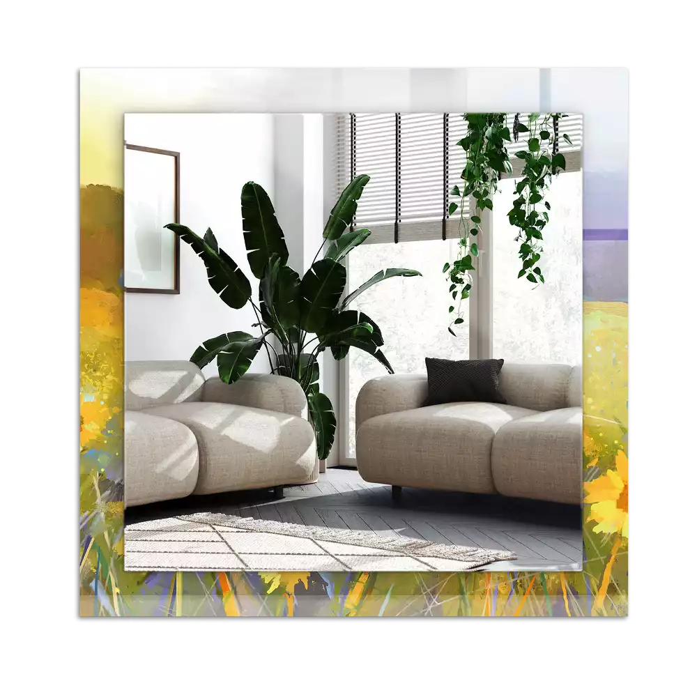 Lustro dekoracyjne prostokątne z motywem pól słoneczników