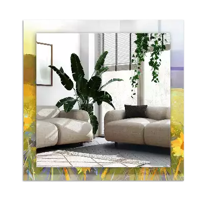 Lustro dekoracyjne prostokątne z motywem pól słoneczników