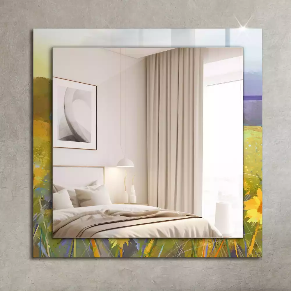 Lustro dekoracyjne prostokątne z motywem pól słoneczników