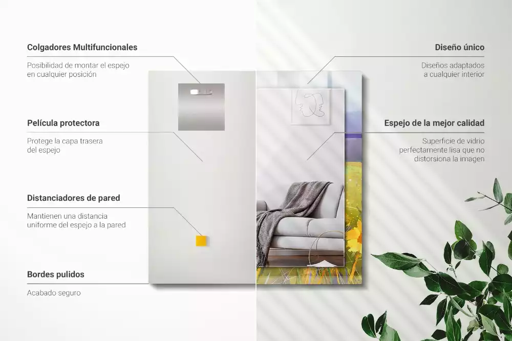 Lustro dekoracyjne prostokątne z motywem pól słoneczników