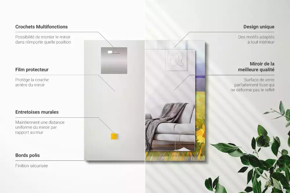 Lustro dekoracyjne prostokątne z motywem pól słoneczników