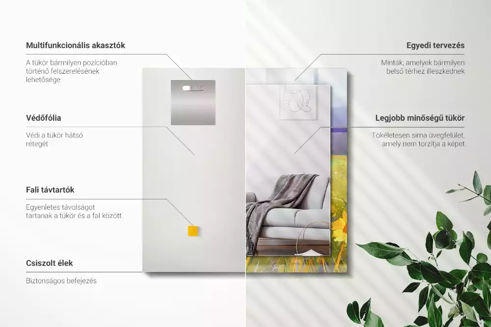 Lustro dekoracyjne prostokątne z motywem pól słoneczników