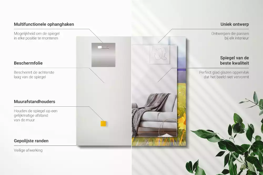 Lustro dekoracyjne prostokątne z motywem pól słoneczników