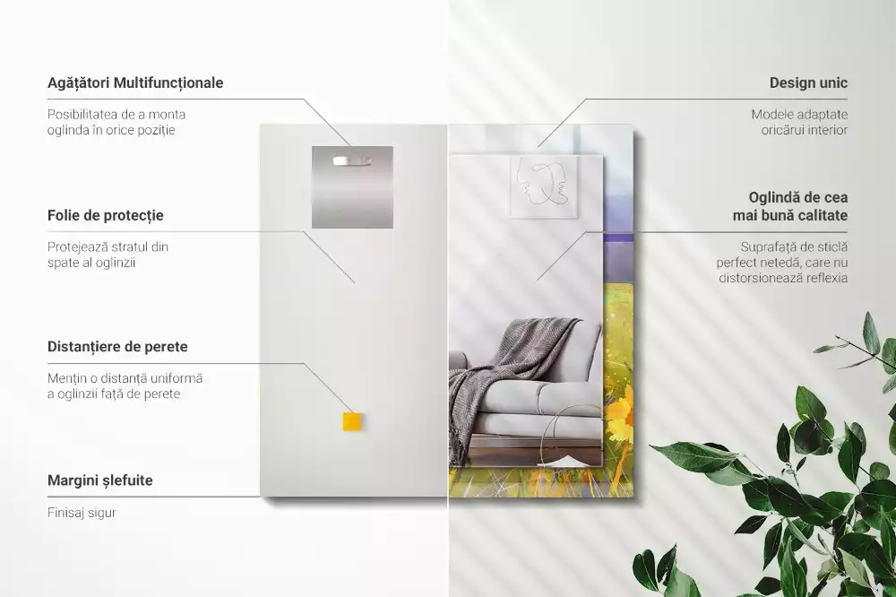 Lustro dekoracyjne prostokątne z motywem pól słoneczników