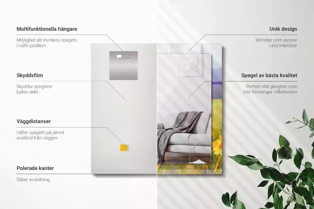 Lustro dekoracyjne prostokątne z motywem pól słoneczników