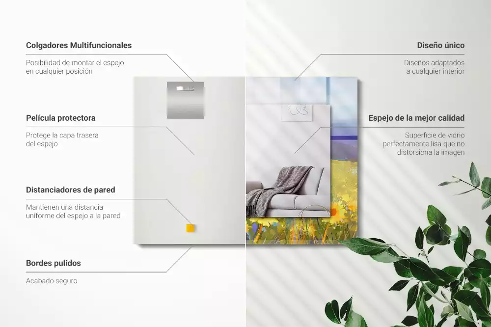 Lustro dekoracyjne prostokątne z motywem pól słoneczników