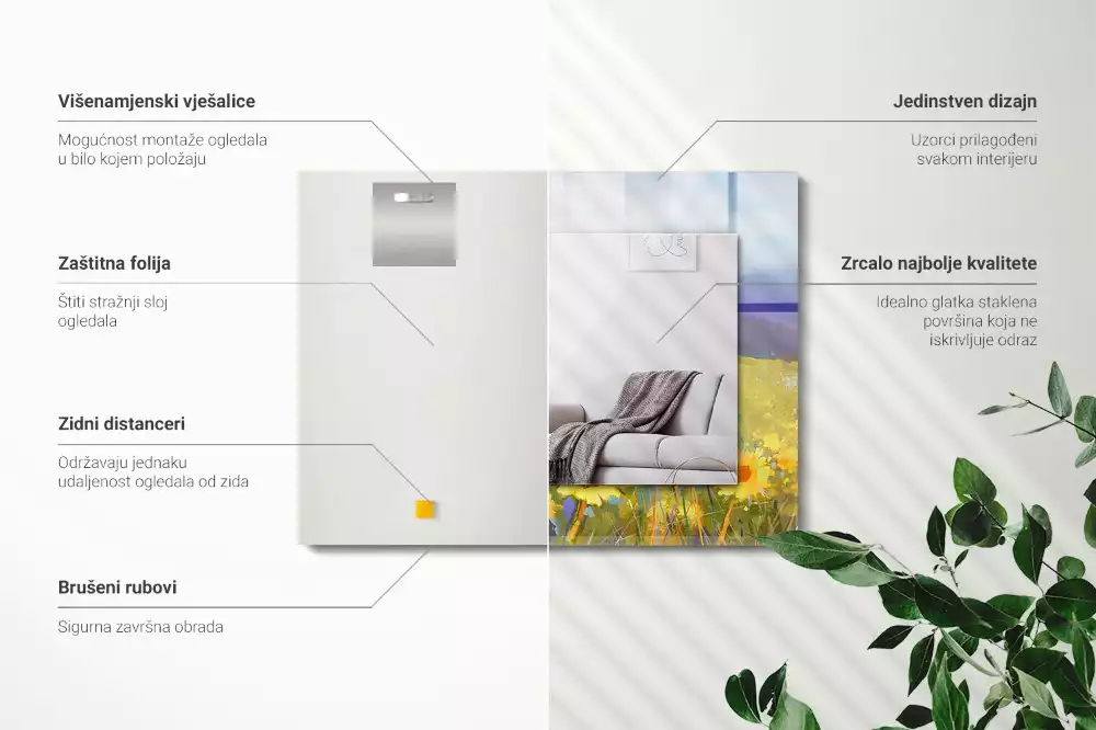 Lustro dekoracyjne prostokątne z motywem pól słoneczników