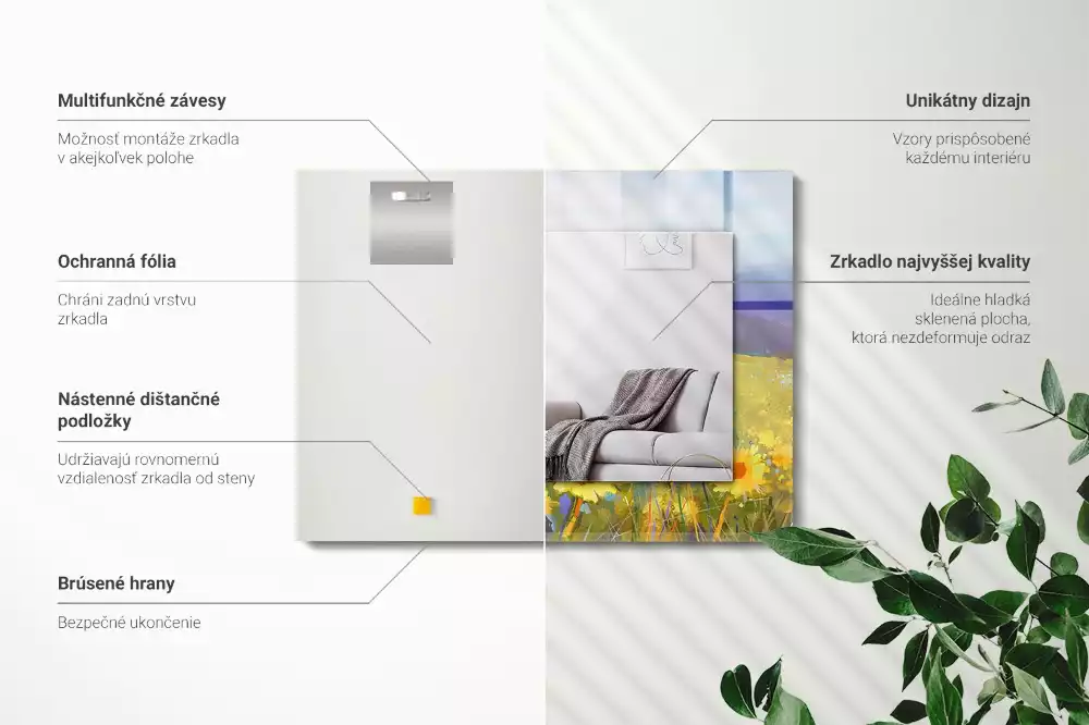 Lustro dekoracyjne prostokątne z motywem pól słoneczników