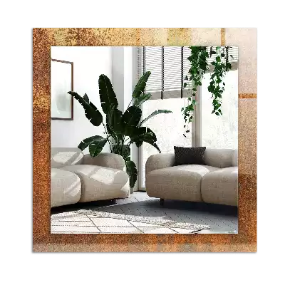 Lustro z nadrukiem prostokątne Modna Rdza Blacha