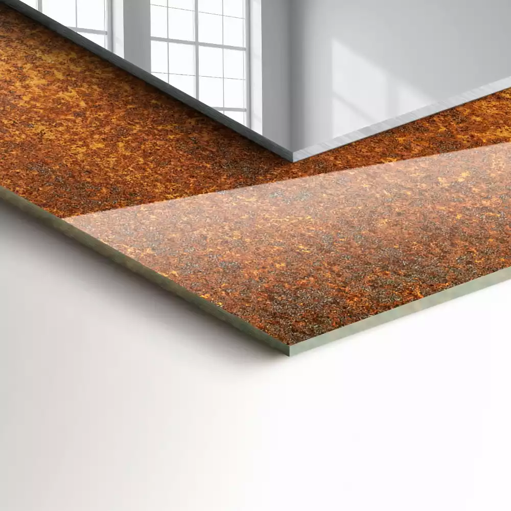 Lustro prostokątne z nadrukiem w motywie Modna Rdza Blacha