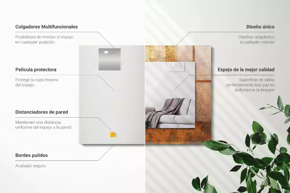 Lustro prostokątne z nadrukiem w motywie Modna Rdza Blacha