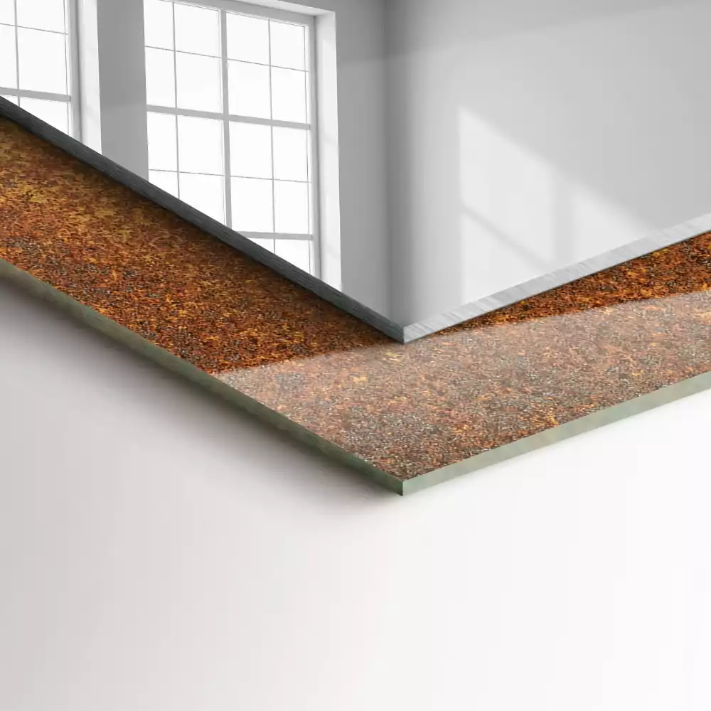 Lustro prostokątne z nadrukiem w motywie Modna Rdza Blacha