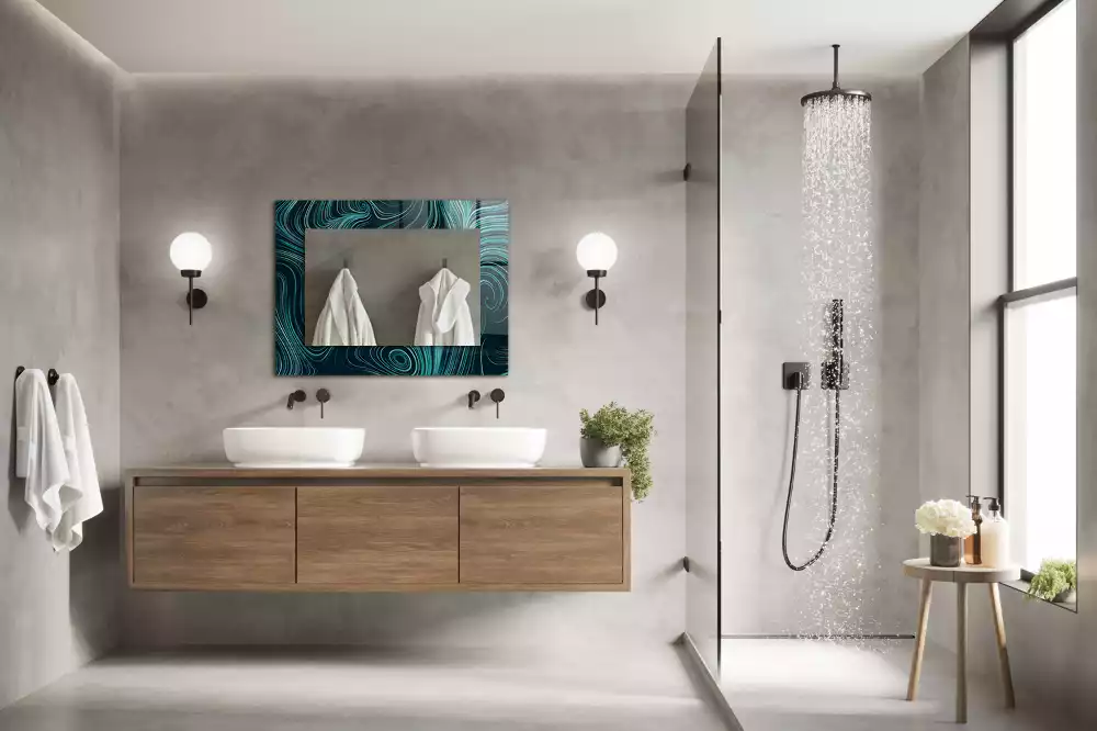 Lustro dekoracyjne o abstrakcyjnych liniach i wzorach