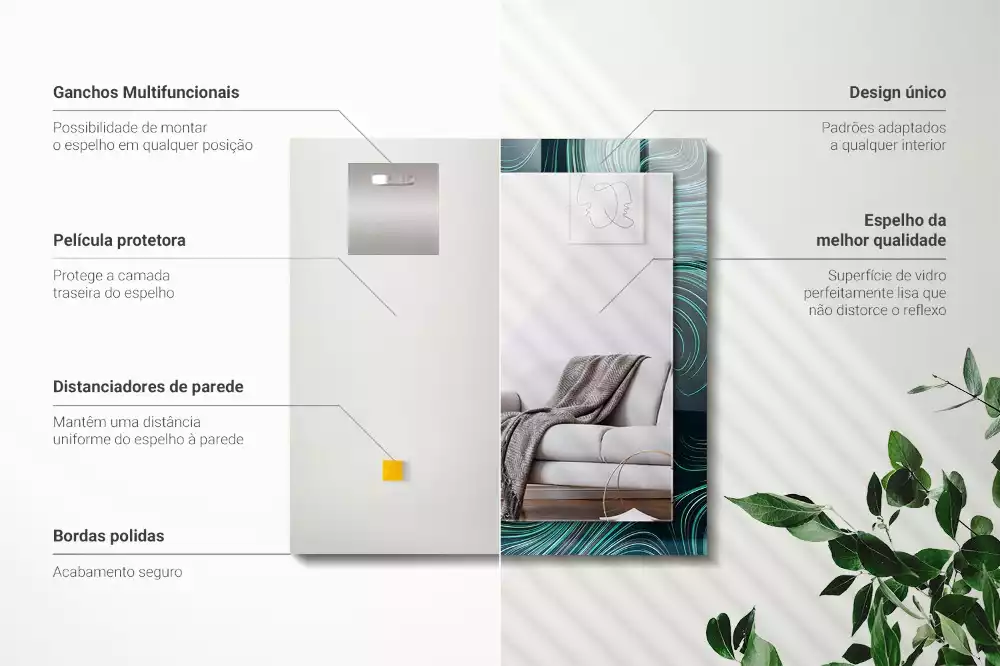 Lustro dekoracyjne o abstrakcyjnych liniach i wzorach