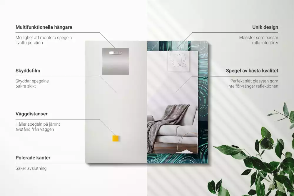 Lustro dekoracyjne o abstrakcyjnych liniach i wzorach