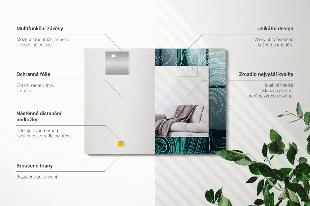 Lustro dekoracyjne o abstrakcyjnych liniach i wzorach