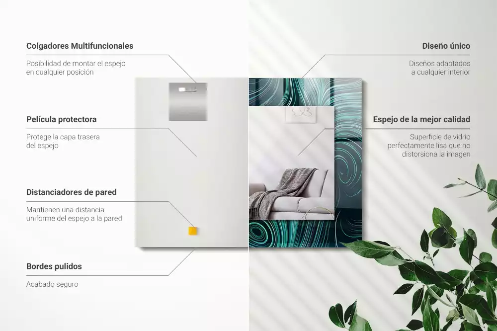 Lustro dekoracyjne o abstrakcyjnych liniach i wzorach