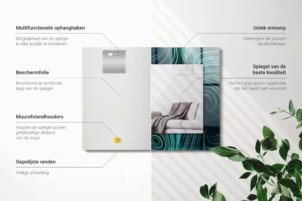 Lustro dekoracyjne o abstrakcyjnych liniach i wzorach